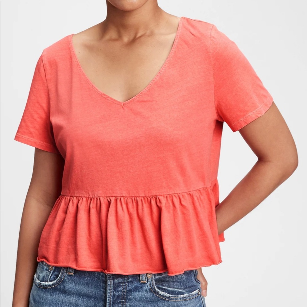 🆕GAP Rose Bush Pink V-Neck Short Sleeve Tee